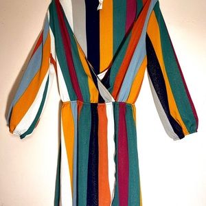 Multi-coloured Striped Casual Dress